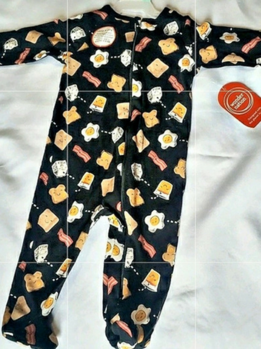 NWT - Wonder Nation Baby Sleep N Play Footed Pajamas - Breakfast Print